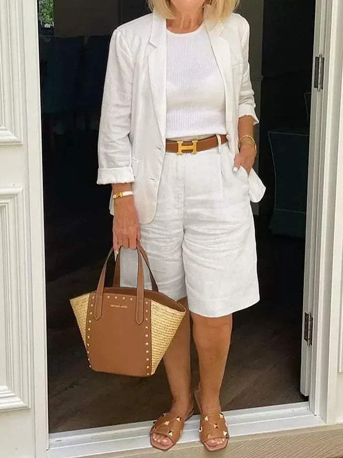 Ensemble pour dames - Blazer élégant et short - Stylisé - Idéal pour les journées chaudes