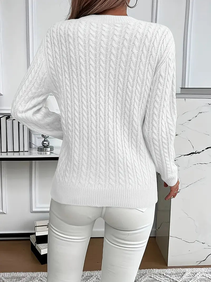 Pull Col Rond Motif Texturé Coupe Épousante