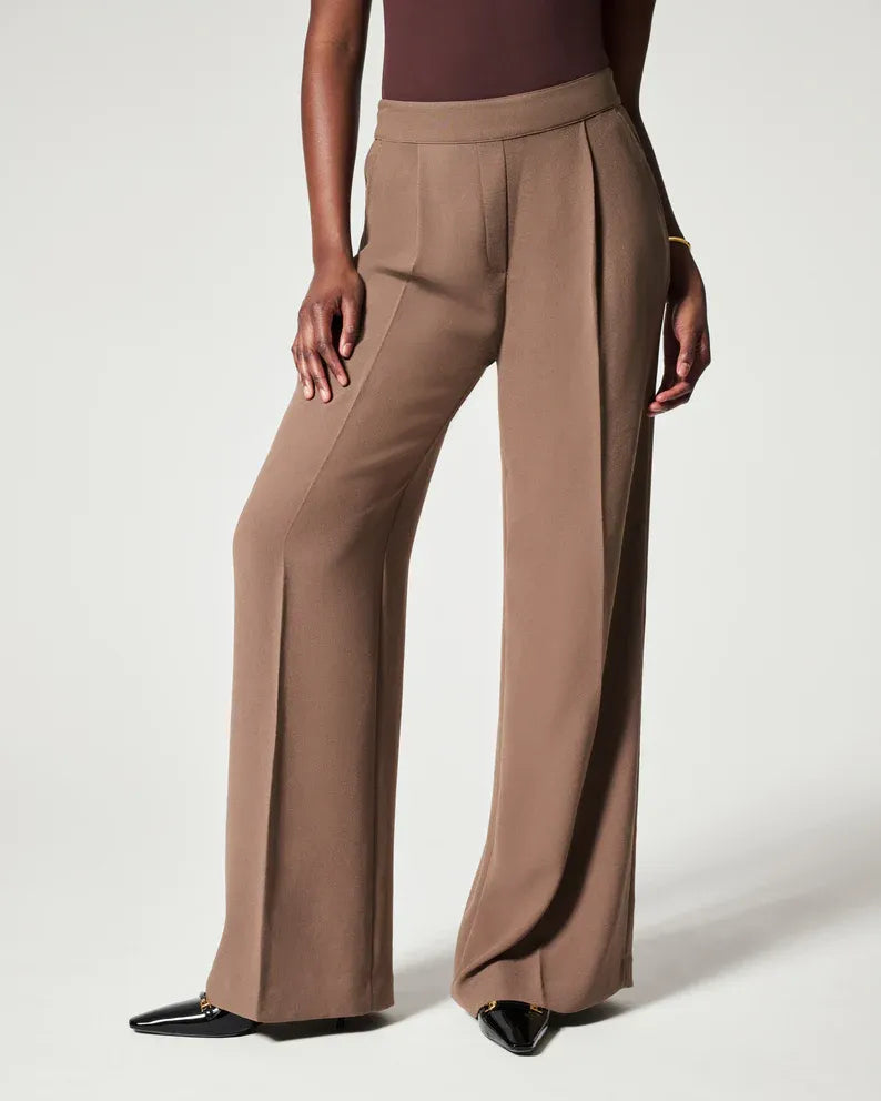 Pantalon plissé à jambe large pour femme