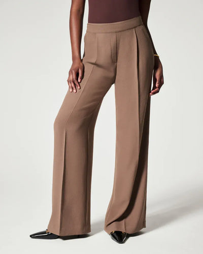 Pantalon plissé à jambe large pour femme