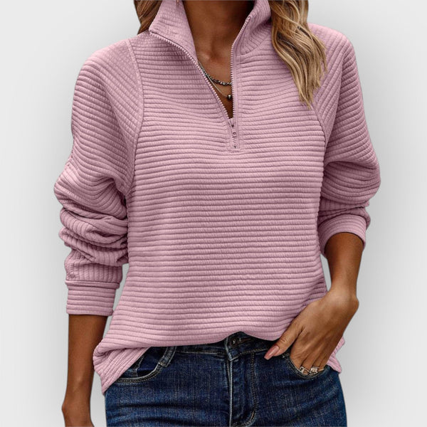 Sweat Col V Zippé Élégant