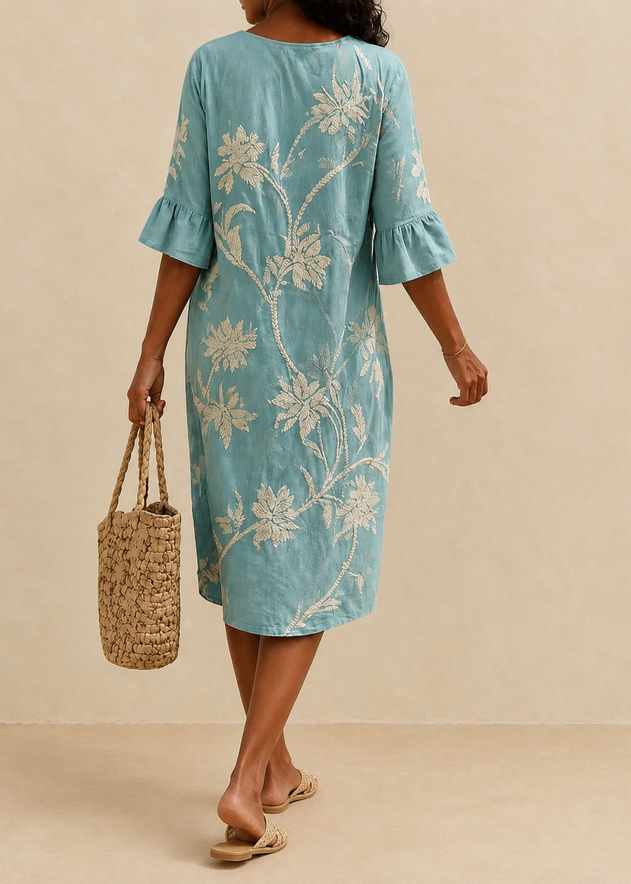 Robe Fiorenza — détail de la broderie florale délicate