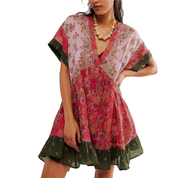 Robe Bohème Col en V - Elegance Intemporelle