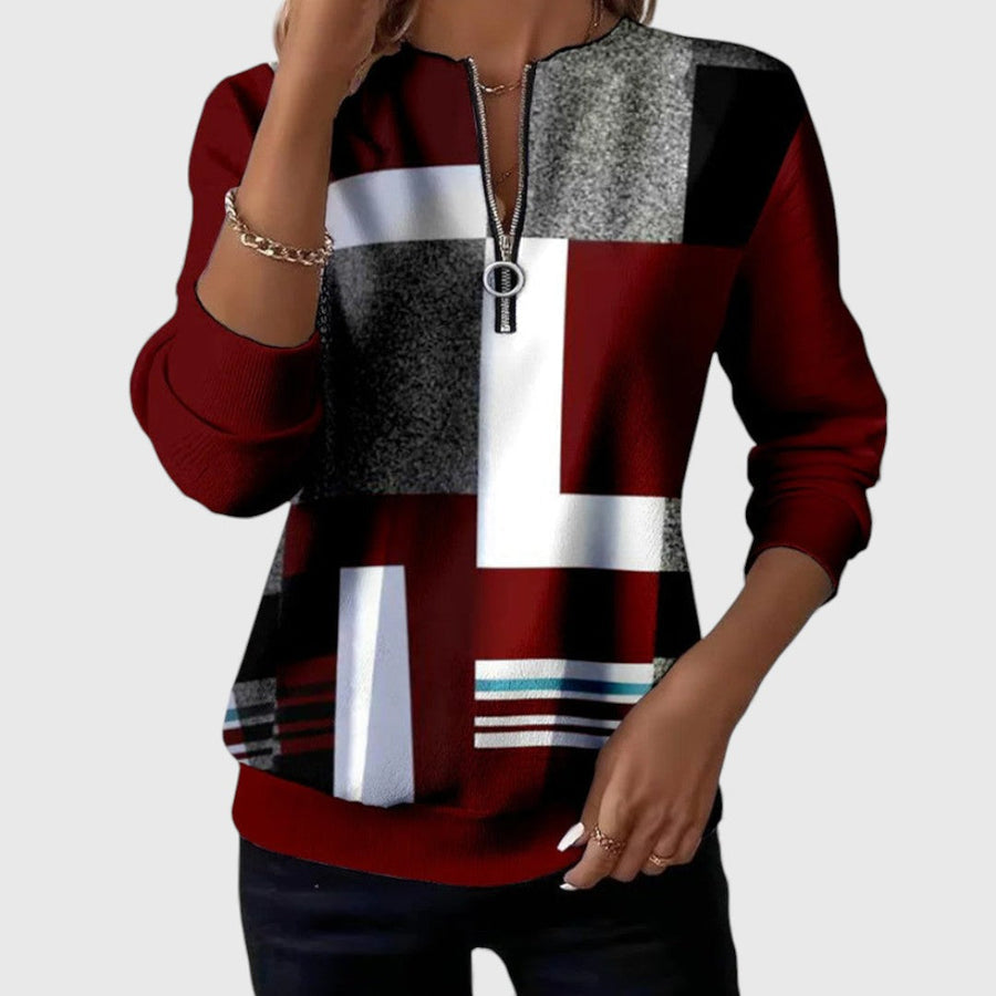 Sweat Col Montant Demi-Zip Décontracté