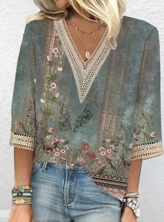 Luna | Chemisier d'été à col en V boho-chic