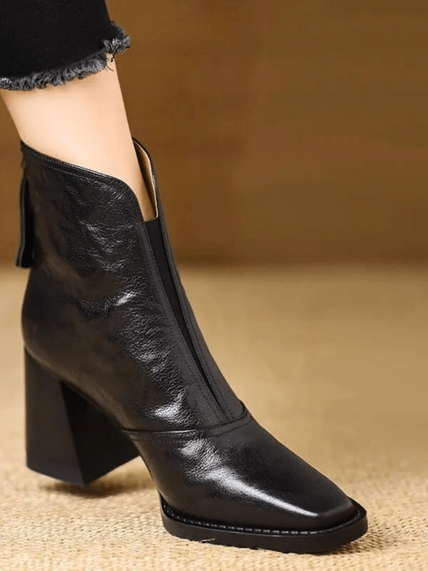 Bottines à Talon Bloc et Fermeture Éclair