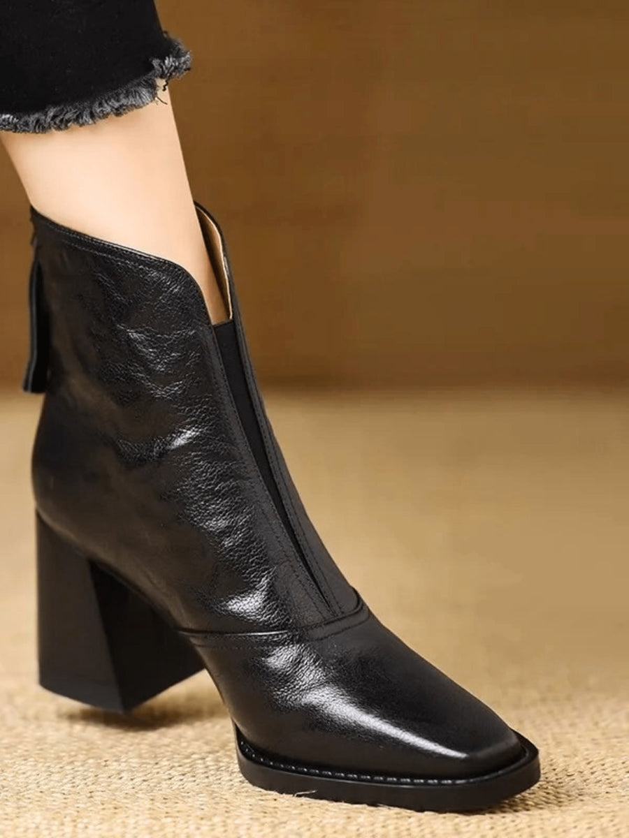 Botins de Salto Bloco e Fecho de Correr
