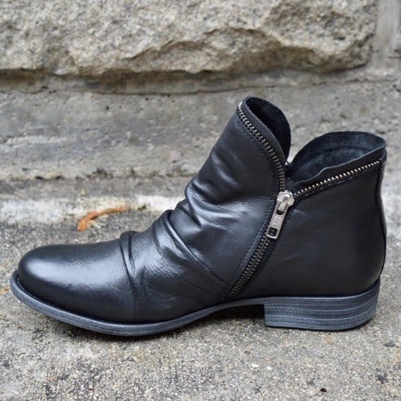 Bottines à Fermeture Éclair et Tige Froncée