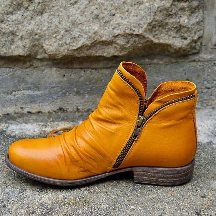 Bottines à Fermeture Éclair et Tige Froncée