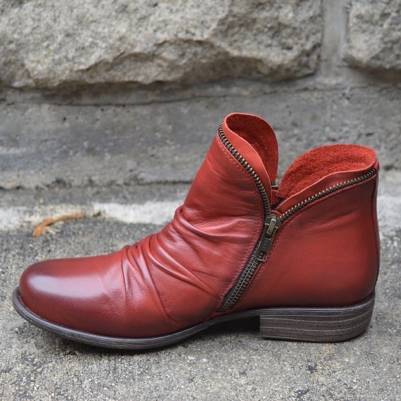 Bottines à Fermeture Éclair et Tige Froncée