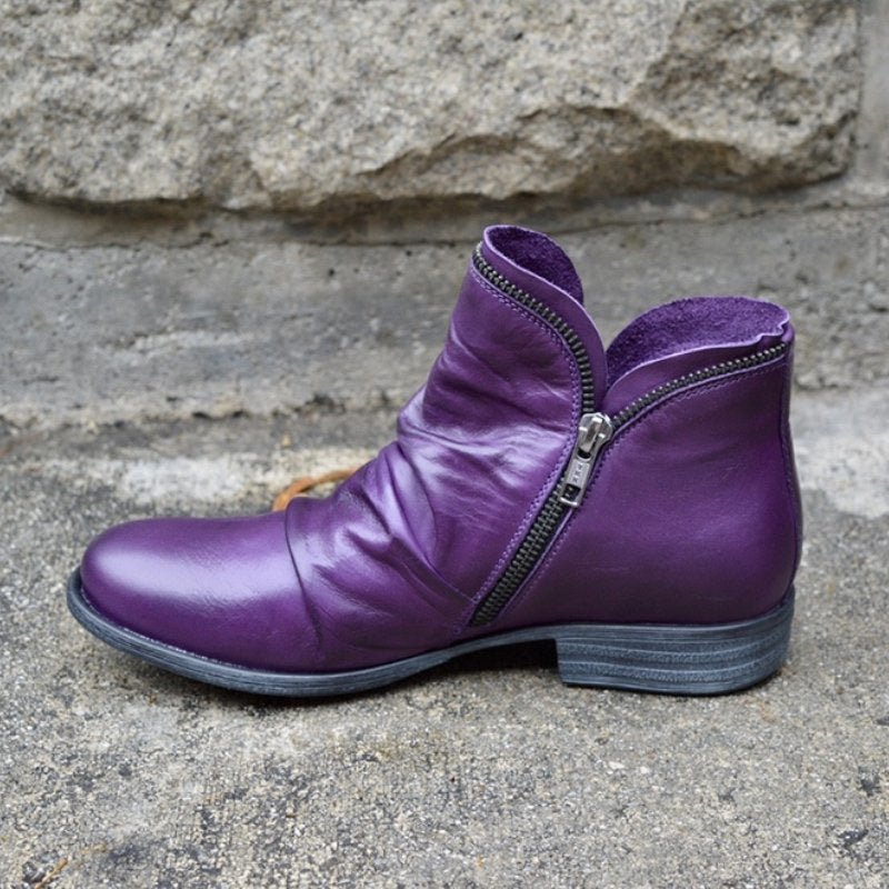 Bottines à Fermeture Éclair et Tige Froncée