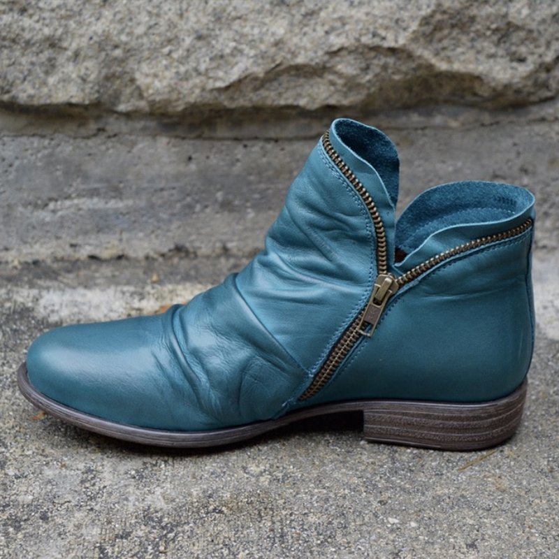 Bottines à Fermeture Éclair et Tige Froncée