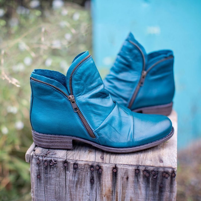 Bottines à Fermeture Éclair et Tige Froncée