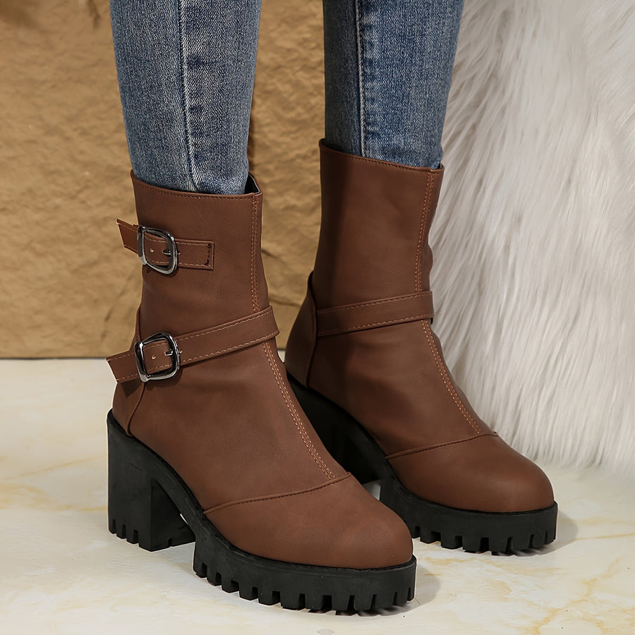 Bottines à Brides et Talon Bloc
