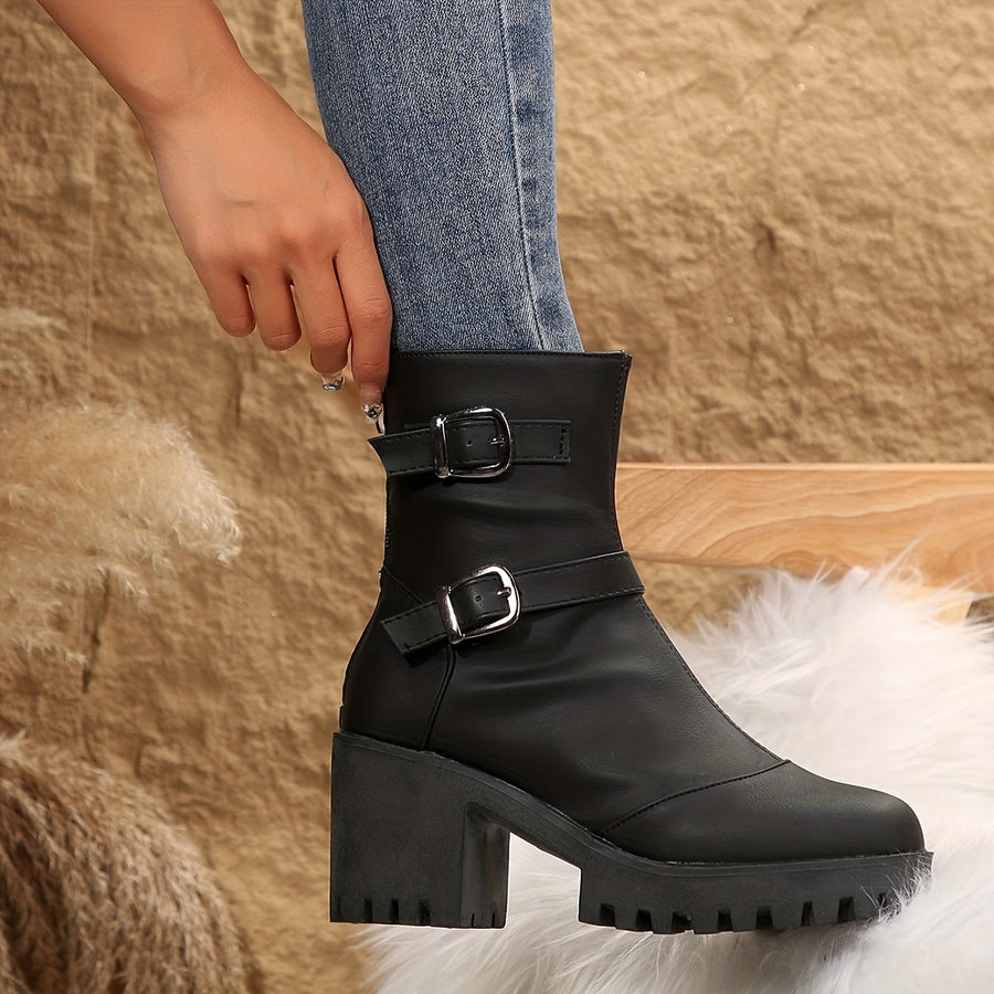 Bottines à Brides et Talon Bloc