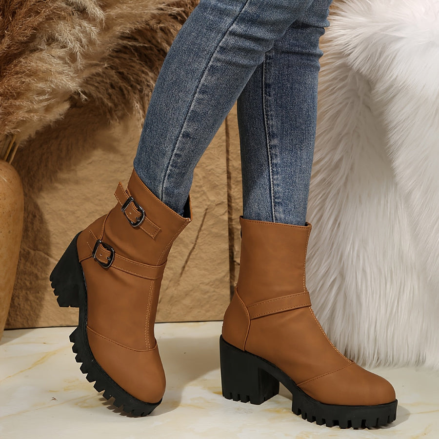 Bottines à Brides et Talon Bloc