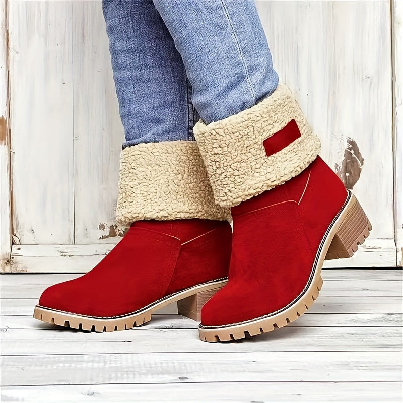 Botins com Revers Acolhedor e Salto de Bloco
