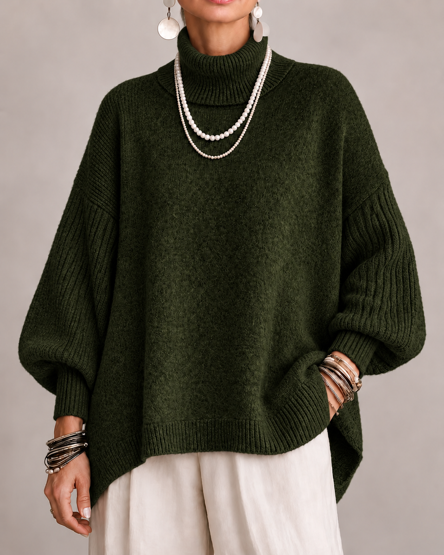 Pull Col Montant Oversize à Côtes