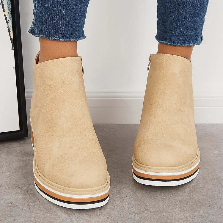 Bottines à Talon Compensé et Fermeture Éclair