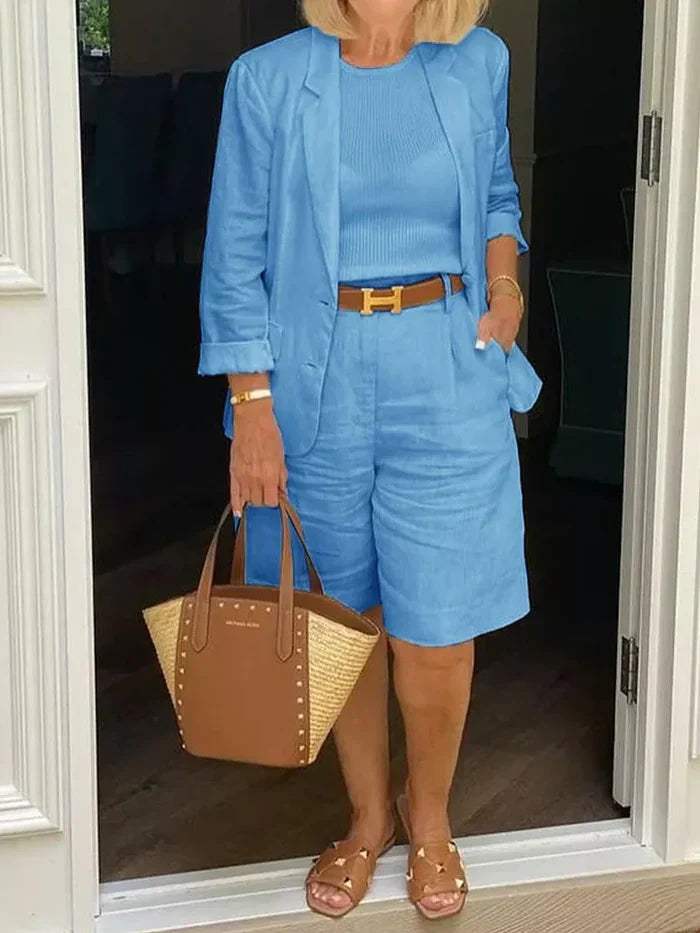 Ensemble pour dames - Blazer élégant et short - Stylisé - Idéal pour les journées chaudes