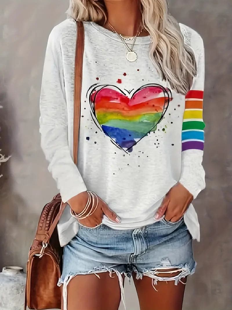 T-shirt arc-en-ciel pour femme