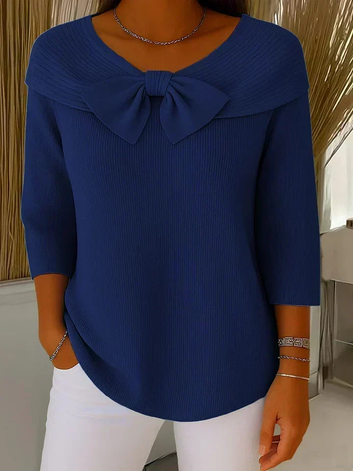 Pull Col Rond Nœud Élégant