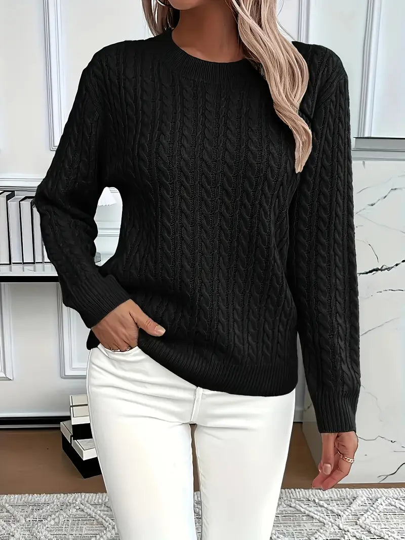 Pull Col Rond Motif Texturé Coupe Épousante