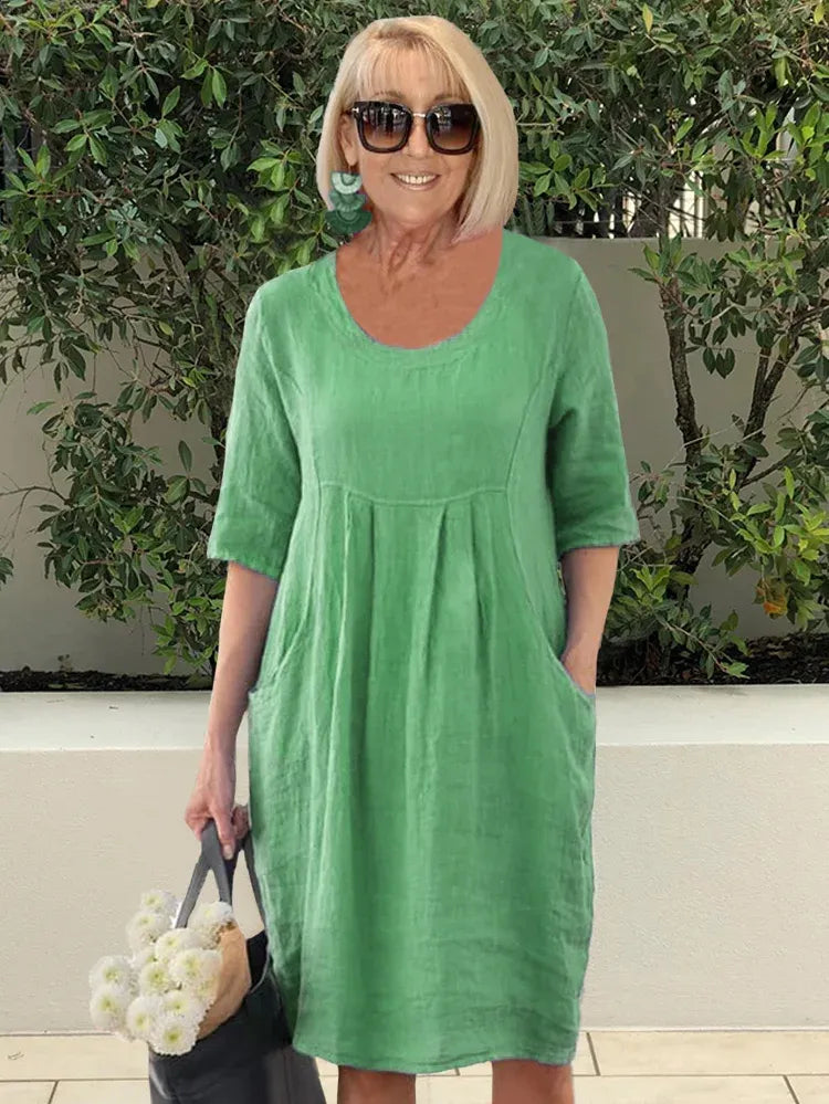 Virginia | Robe midi unie avec poches