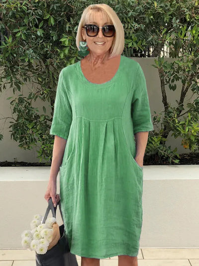 Virginia | Robe midi unie avec poches