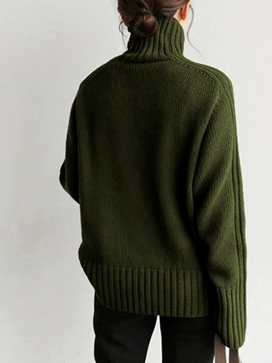 Pull Col Roulé Côtelé Manches Longues
