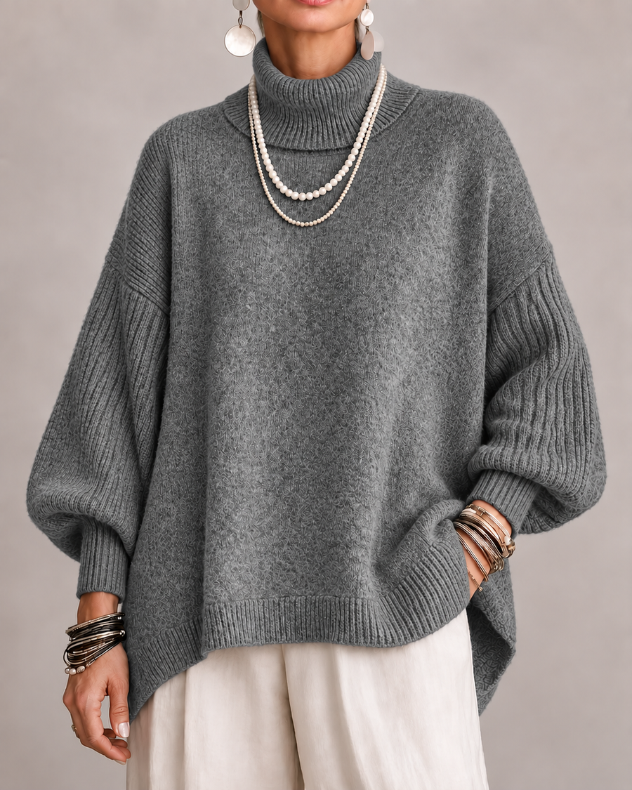 Pull Col Montant Oversize à Côtes