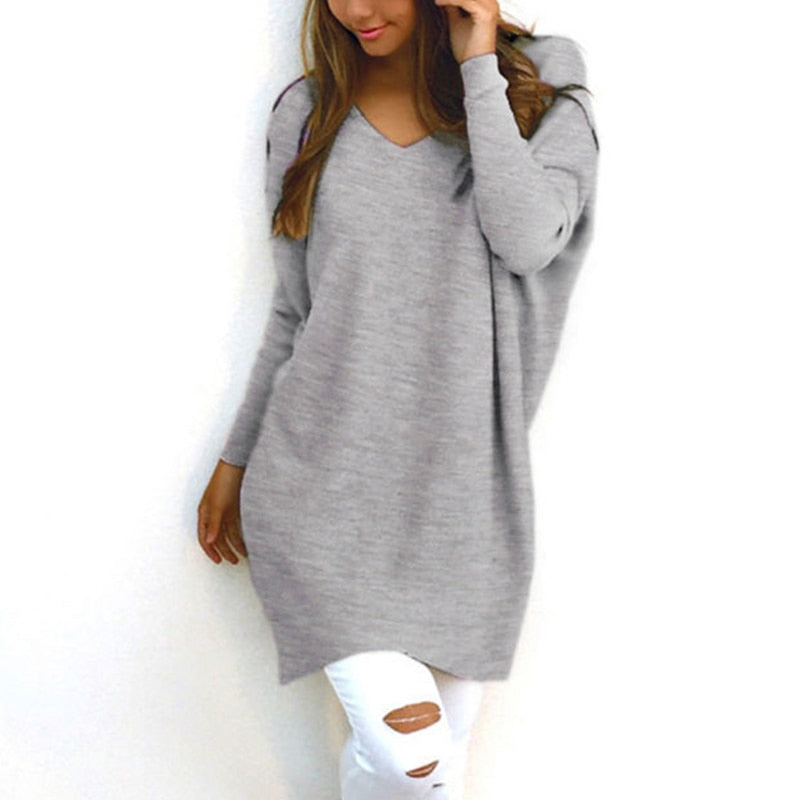 Pull Col Rond Fluide gris clair — vue de profil