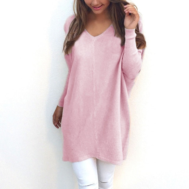 Pull Col Rond Fluide rose — vue de face en buste