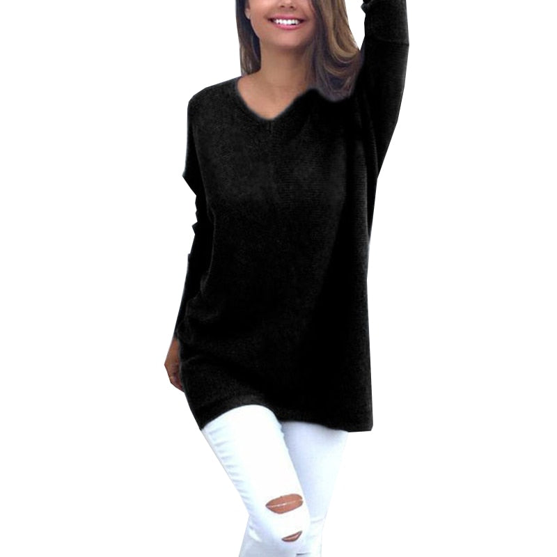 Pull Col Rond Fluide noir — vue de face, allure sophistiquée