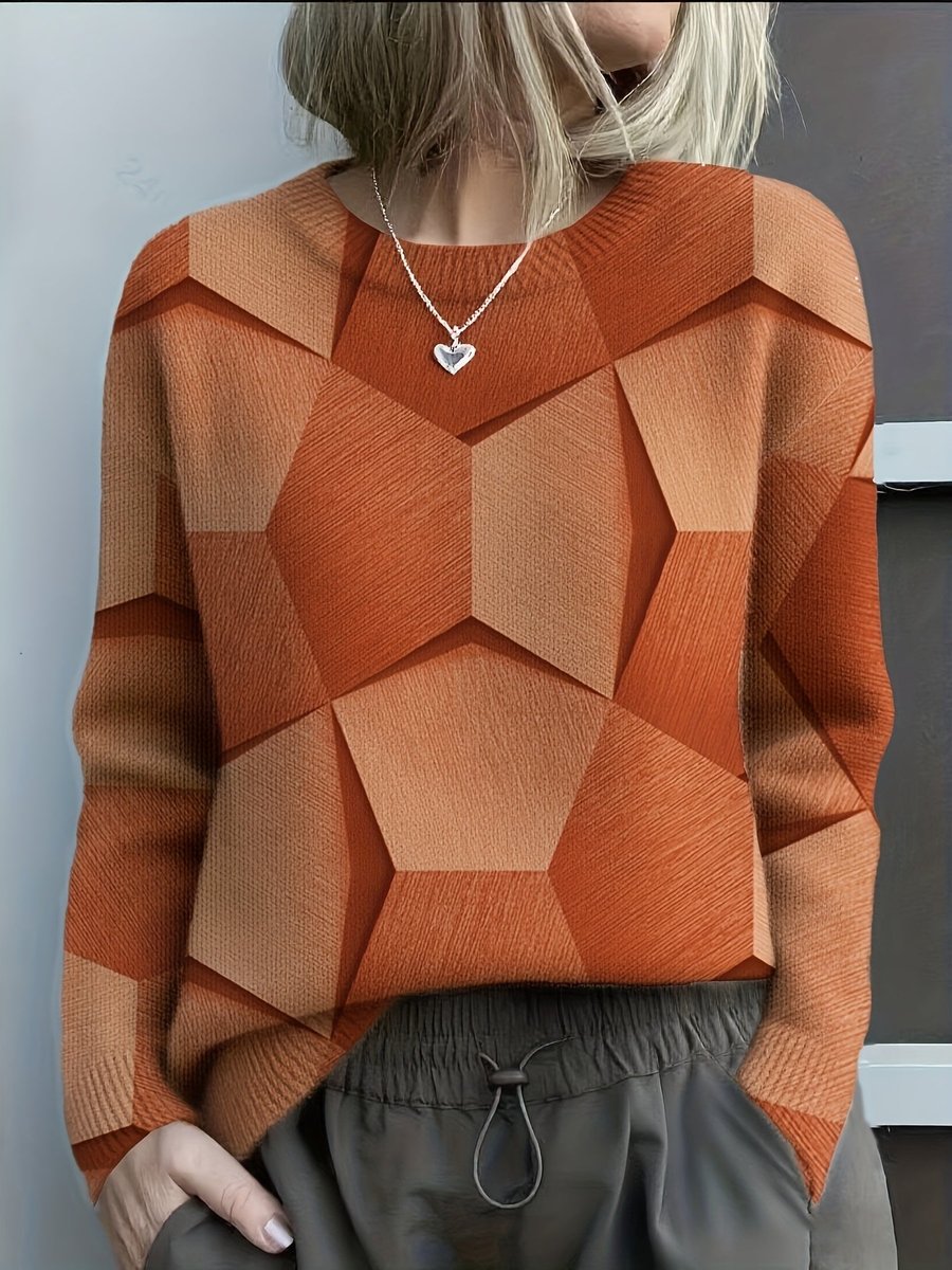 Pull Col Rond Motif Géométrique Graphique
