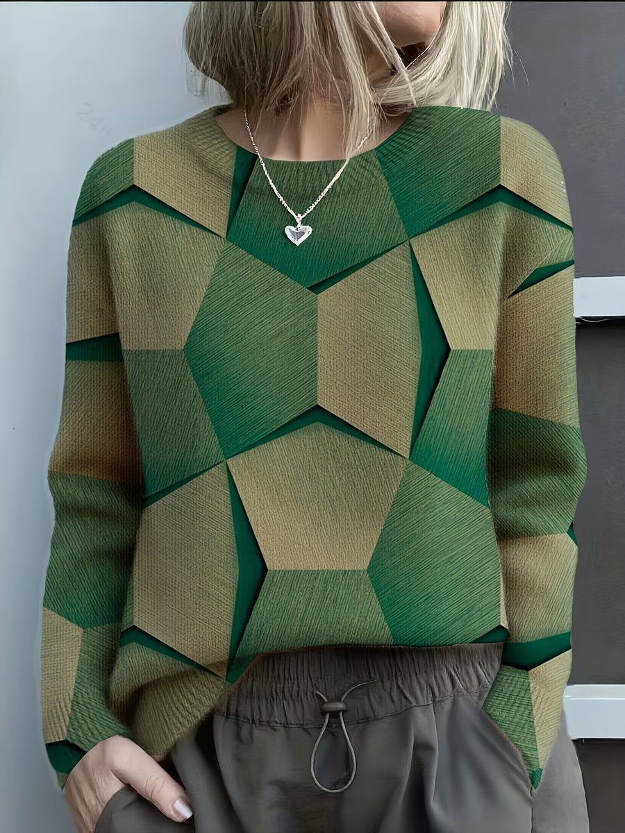 Pull Col Rond Motif Géométrique Graphique