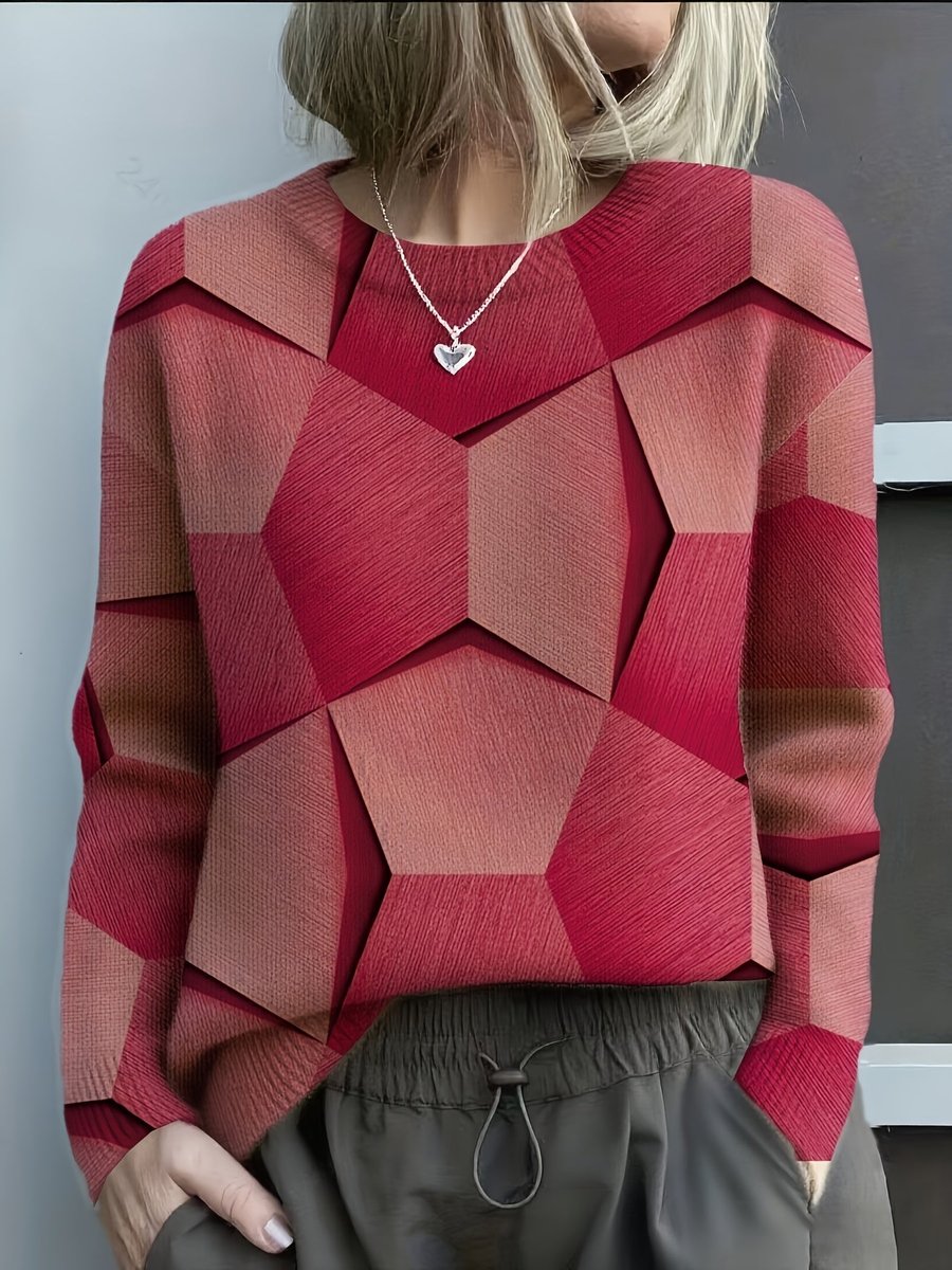 Pull Col Rond Motif Géométrique Graphique