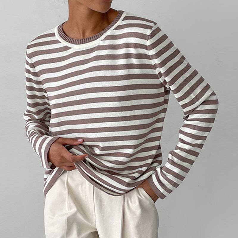 Pull Rayé Col Rond Coupe Ajustée
