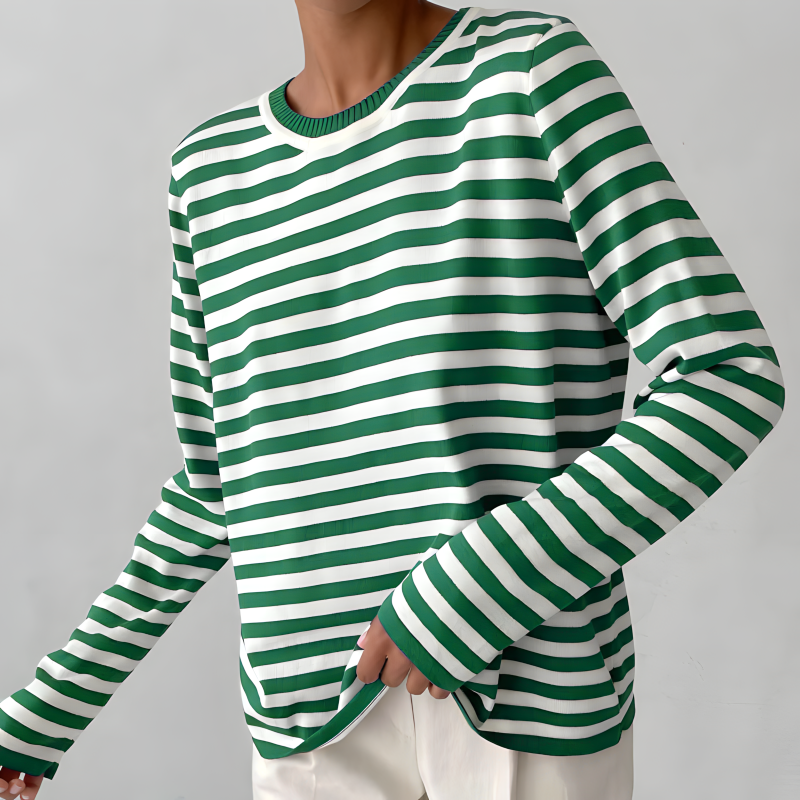 Pull Rayé Col Rond Coupe Ajustée