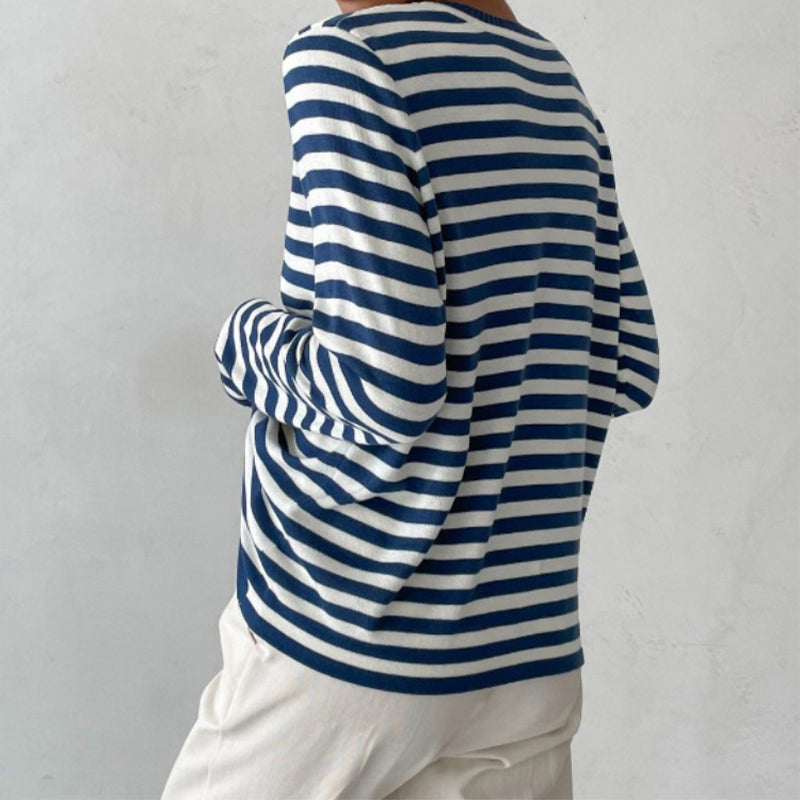 Pull Rayé Col Rond Coupe Ajustée