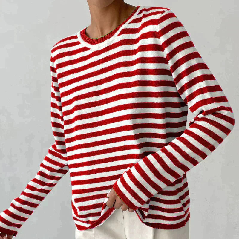 Pull Rayé Col Rond Coupe Ajustée