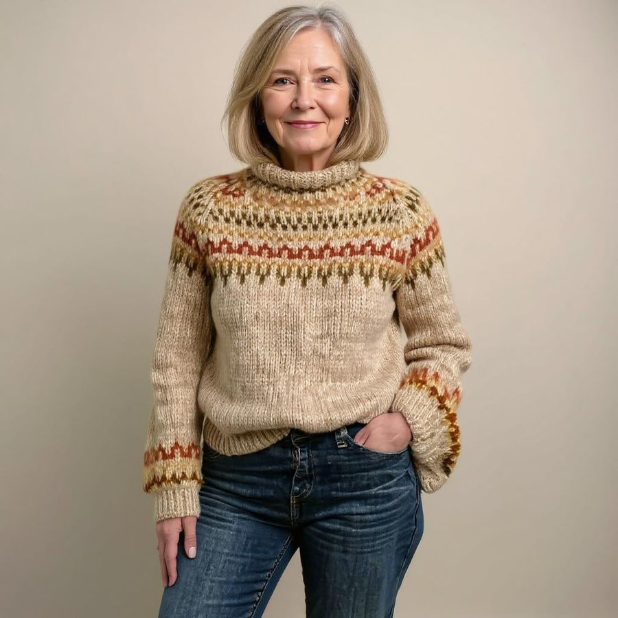 Pull Motifs Nordiques Col Rond Intemporel