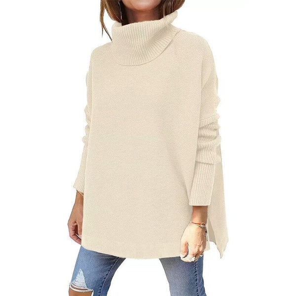Pull Col Montant Côtelé Coupe Décontractée