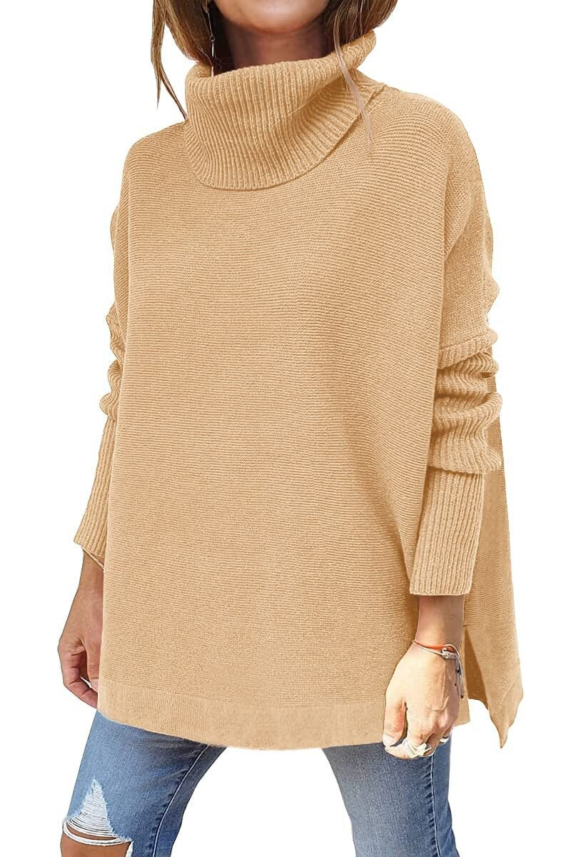 Pull Col Montant Côtelé Coupe Décontractée