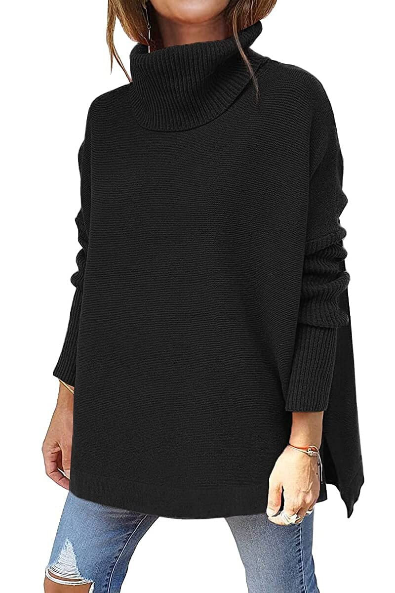 Pull Col Montant Côtelé Coupe Décontractée