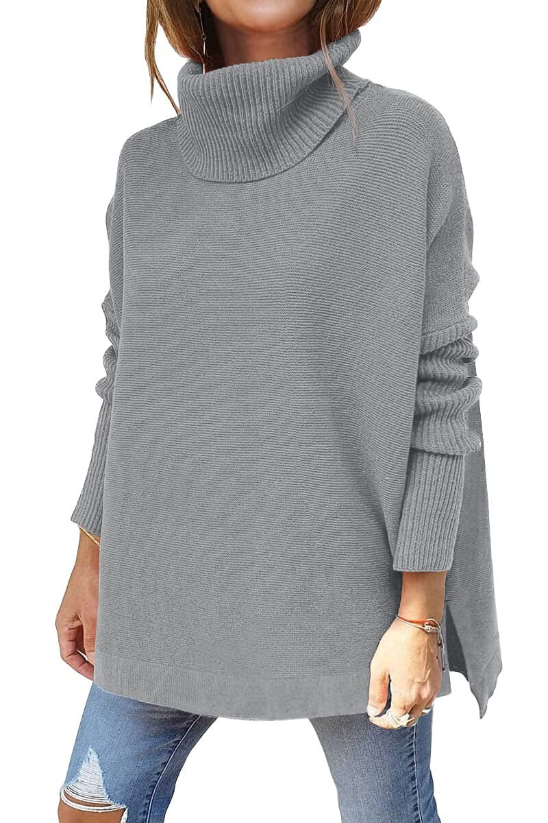 Pull Col Montant Côtelé Coupe Décontractée