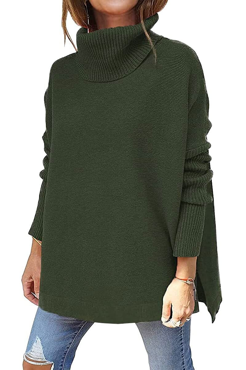 Pull Col Montant Côtelé Coupe Décontractée