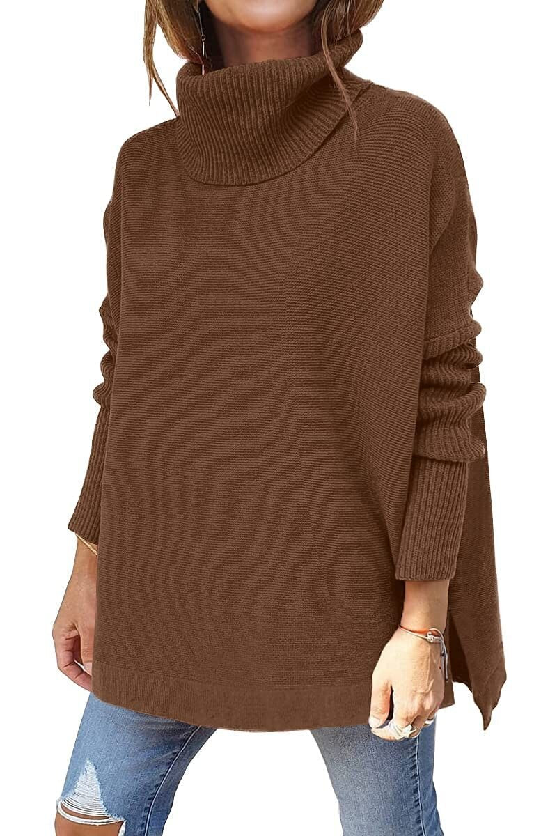 Pull Col Montant Côtelé Coupe Décontractée