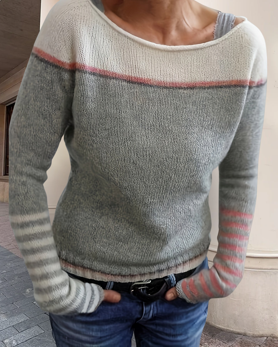 Pull Rayé Manches Longues Coupe Droite