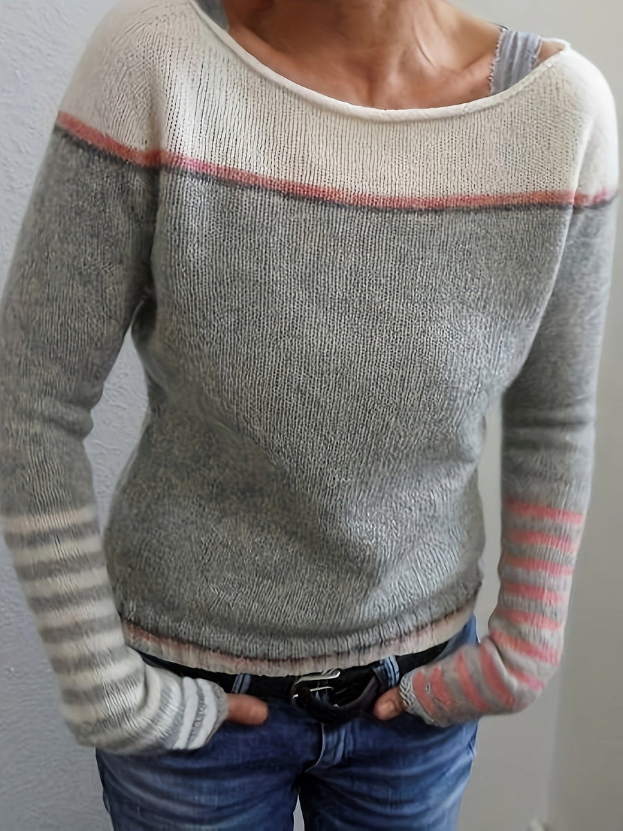 Pull Rayé Manches Longues Coupe Droite